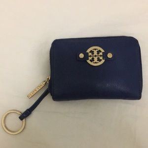 Tory Burch Blue Wallet with Gold Accents